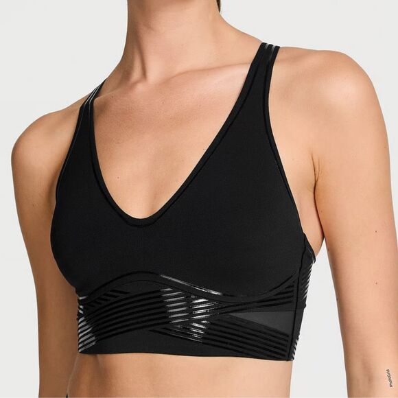 Victoria's Secret VSX Elevate Black Refined Contour Plunge Sports Bra XL NEW - Picture 1 of 6